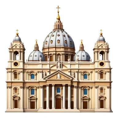Cinematic Realistic St. Peter's Basilica Landmark Emoji, depicted with majestic, ornate architecture rendered with lifelike detail and regal lighting. sticker