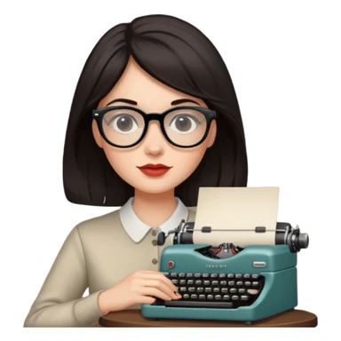 woman with vintage typewriter sticker