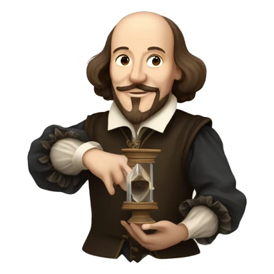 William Shakespeare holding an hourglass in his hand sticker