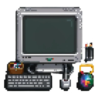 Badge with computer monitor and tools for IT support sticker