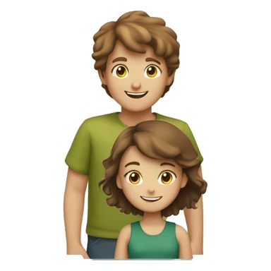 cheerful girl and boy with brown hair outdoors sticker