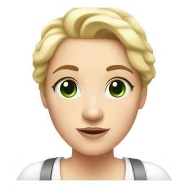 White girl  with a double chin and wrinkles on the forehead with narrow green eyes taking a selfie in the lift  sticker