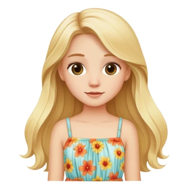 cute blonde girl long hair wearing summer dress  sticker