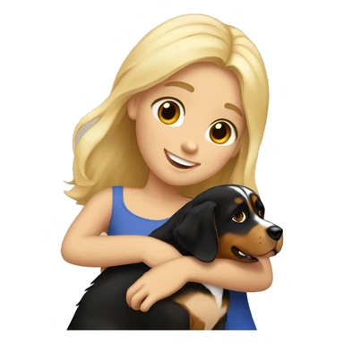 Blonde girl hugging Bernese mountain dog sticker