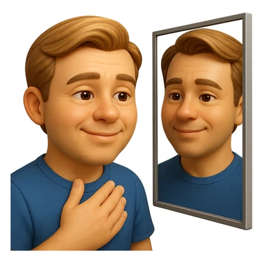 emoji stile iphone di uomo che si guarda allo specchio e si apprezza, iperrealistico 4k sticker