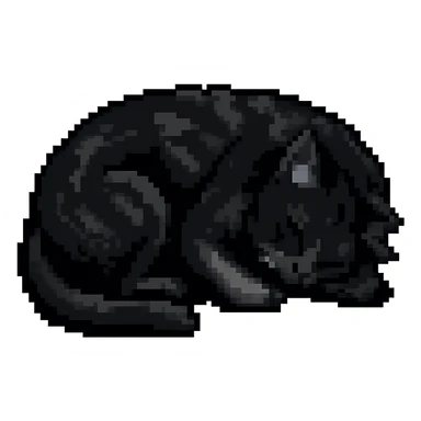 Make this cat black in pixel art style with no background. sticker