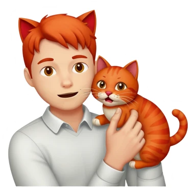 A red cat bites man`s hand sticker