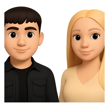 Make the skin color of the boy the same as the girl on the right, keep the image style consistent, and keep the background transparent. The style of the image is preserved as in the reference. sticker