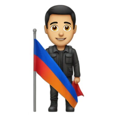 armenian flag with a guy behind it sticker