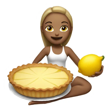 White Yoga girl eating a lemon pie sticker