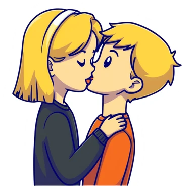 blonde girl kissing blonde boy sticker