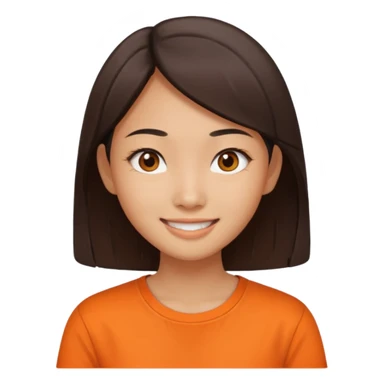 Asian narrow eyed girl with orange shirt sticker