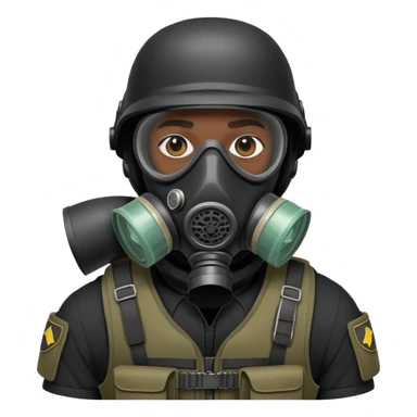black soldier in black bulletproof vest and gas mask sticker