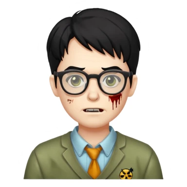 Zombie nerd cabelo preto sticker