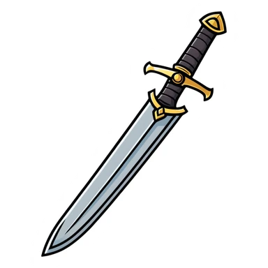 a cartoon sword with shiny blade sticker