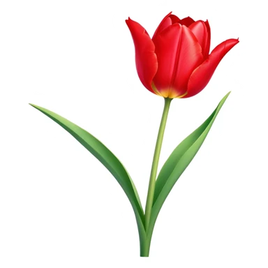 ​Cinematic Realistic Tulip, depicted as a single, exquisitely detailed bloom with vibrant red petals and a delicate stem, softly illuminated by natural light that highlights its graceful beauty and elegant form, sticker