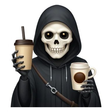 grim reaper holding iPhone and coffee sticker