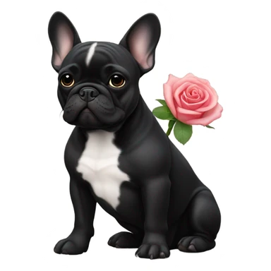 French bulldog black with rose sticker