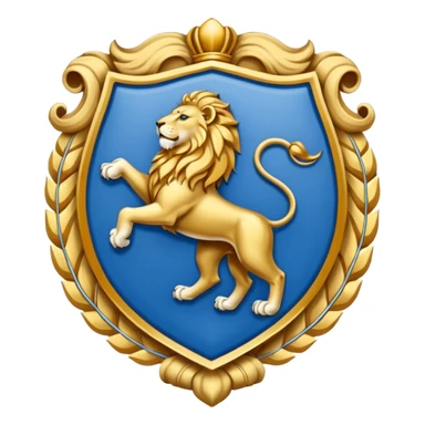 lion emblem with blue white and gold color sticker
