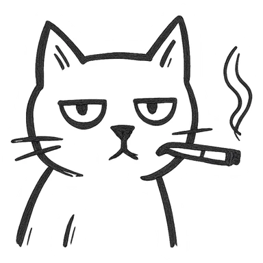 cat with sigarette sticker