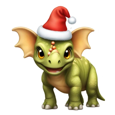 Triceratops wearing a Christmas hat sticker