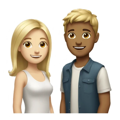 blonde girl smiling at brown haired boy sticker
