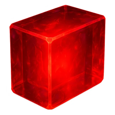 a rectangular ruby block, jewel-like shine, vivid red, translucent, glowing effect sticker