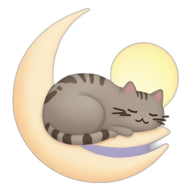 pusheen sleeping on a moon sticker