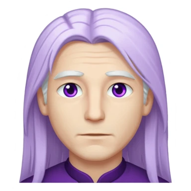 Beyaz uzun ve düz saçları olan,mor göz rengi olan, bembeyaz tenli bir erkek,genç,gözleri hafif çekik ve saçları da teni de bembeyaz olacak,genç olacak,kırışıklığı olmayacak,gözleri çekik ve mor renk olacak sticker