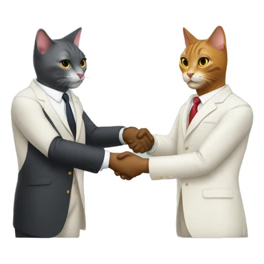 Two cats shaking hands in suits  sticker