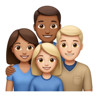 family posing for photo sticker