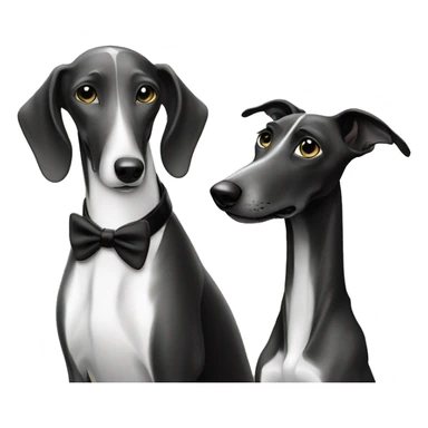 Two aristocrat dog black and white galgo kiss at our old money house  sticker