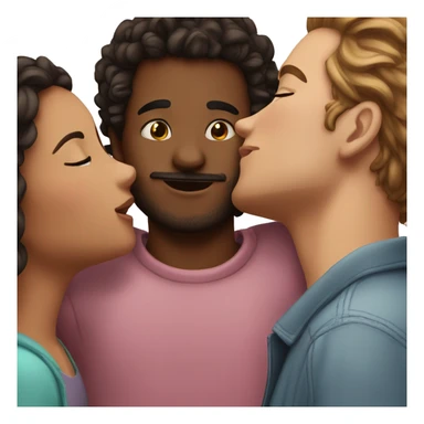 2 girls kissing a guy emoji sticker