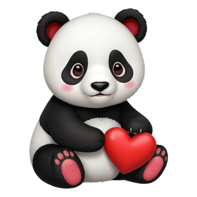 panda with  dark red heart  sticker