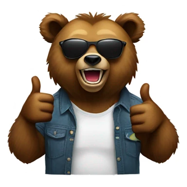 Grizzly bear with sunglasses and wirh thumbs up sticker