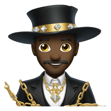 rich black magician, wearing diamond chains sticker