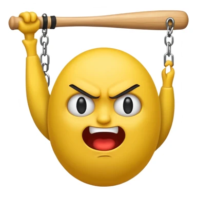 Angry emoji swinging a bat sticker