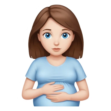White pregnant woman blue eyes brown hair sticker