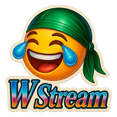 laughing crying 
lol face
Change His durag To Green
Add the words W Stream sticker