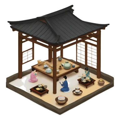 Tea ceremony in Japanese house  sticker