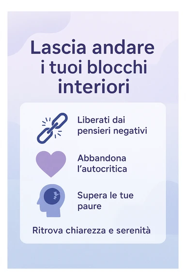 infografica stile post di instagram con titolo "Lascia andare i tuoi blocchi interiori" sticker