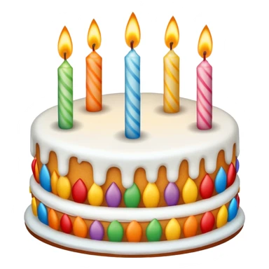 Birthday cake with candles and celebration sticker