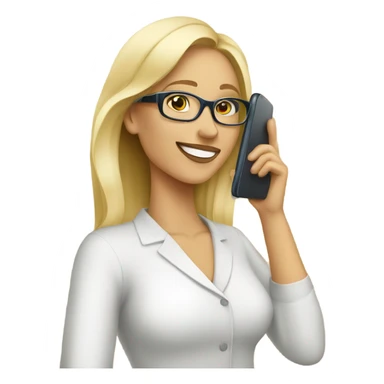 Beautiful Blonde woman wearing glasses calling on cell phone sticker