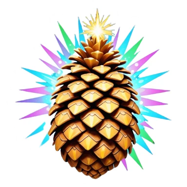 Psychedelic pine cone exploding sparkles sticker