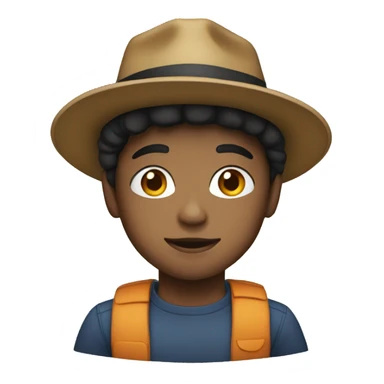 A mixed boy with a hat sticker