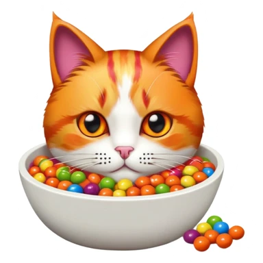 Iron Man cat and cat with skittles all over him in a fabric bowl sticker