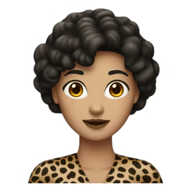 white dark-haired woman dressed in leopard sticker