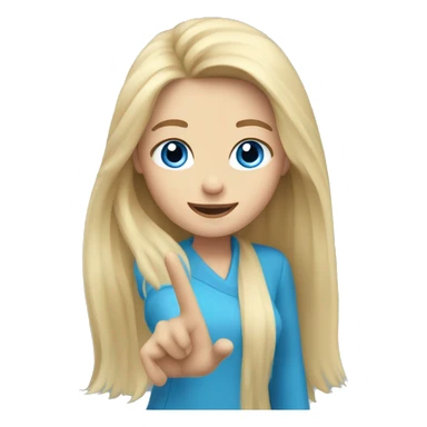 blonde long hair blue eyes girl waving hand sticker