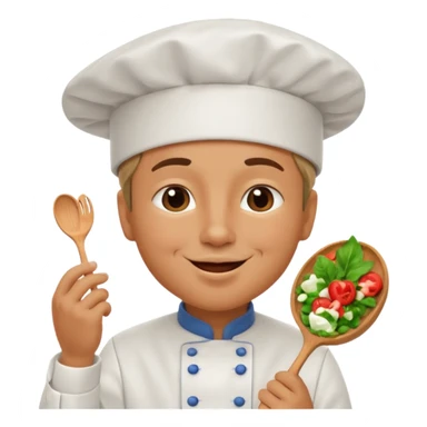 A chef making a kiss sticker