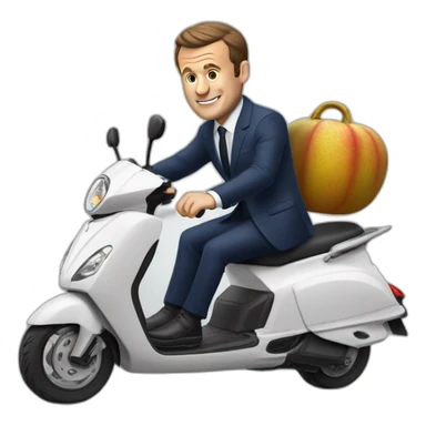 Macron en train de cabrer sur un scooter sticker